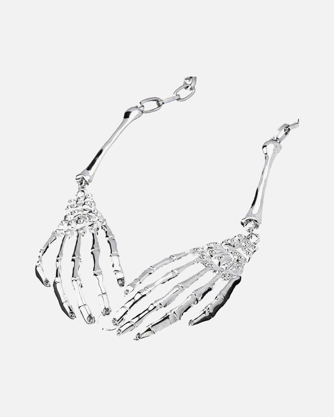 Skeleton Hand Claw Necklace – skeleton hand claw necklace, product photo on grey background