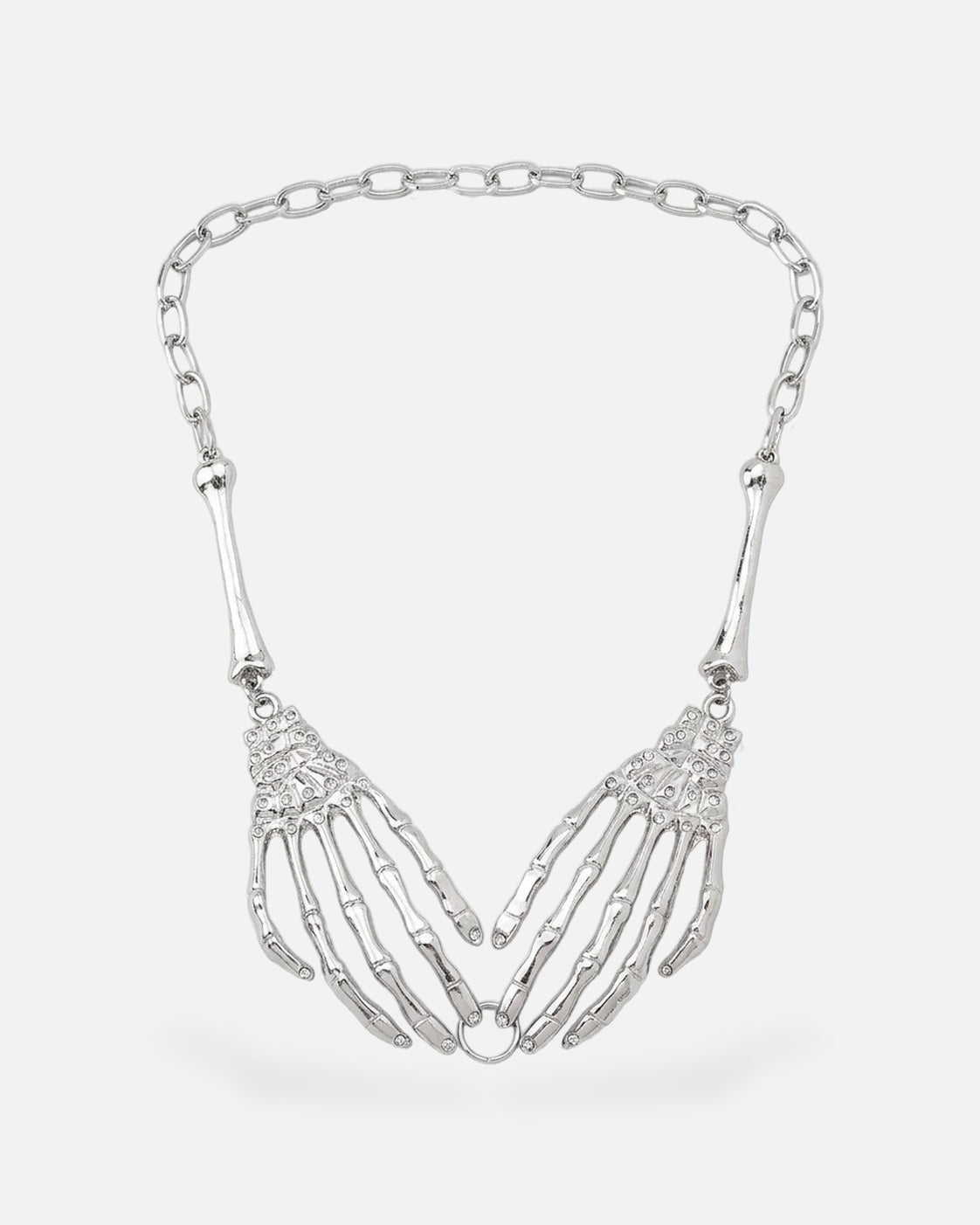 Skeleton Hand Claw Necklace – skeleton hand claw necklace, alternate view