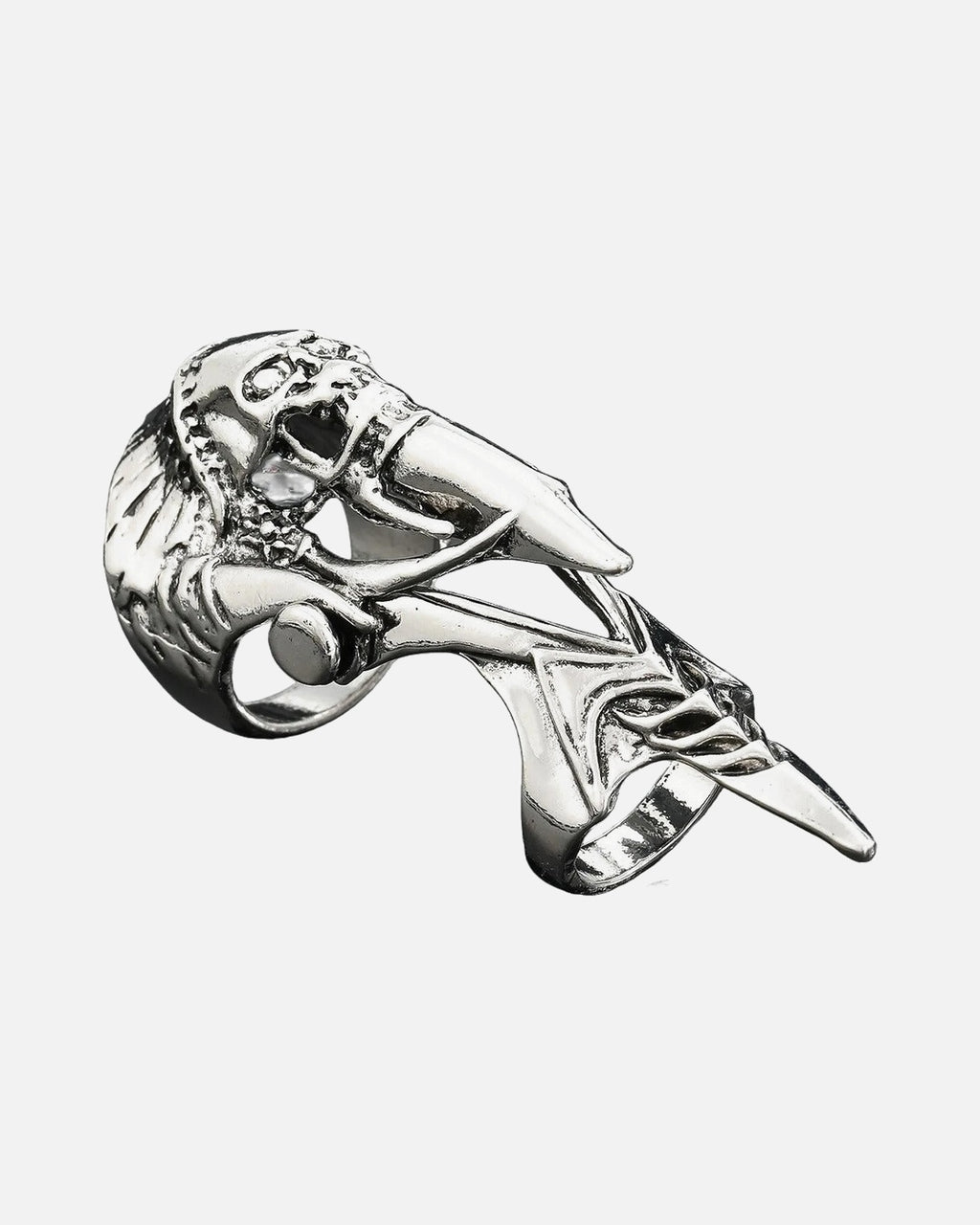 Beast Head Knuckle Armor Ring in Winged Skull – unisex punk ring, alloy product photo