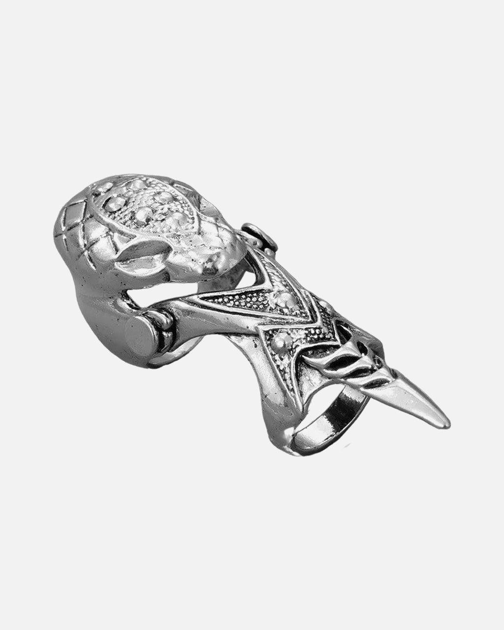 Beast Head Knuckle Armor Ring in Ornate Skull – unisex punk ring, alloy product photo