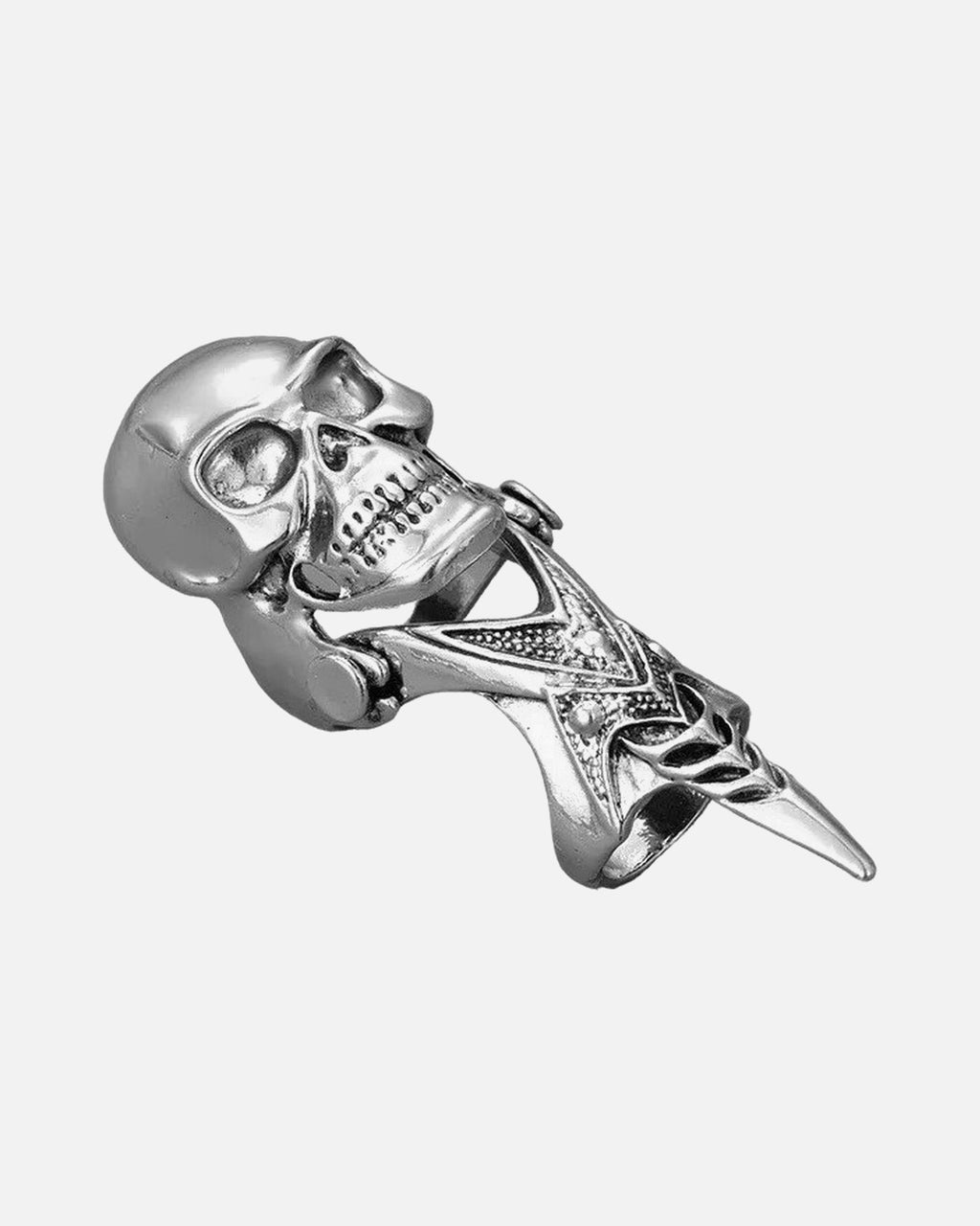 Beast Head Knuckle Armor Ring in Bare Skull – unisex punk ring, alloy product photo