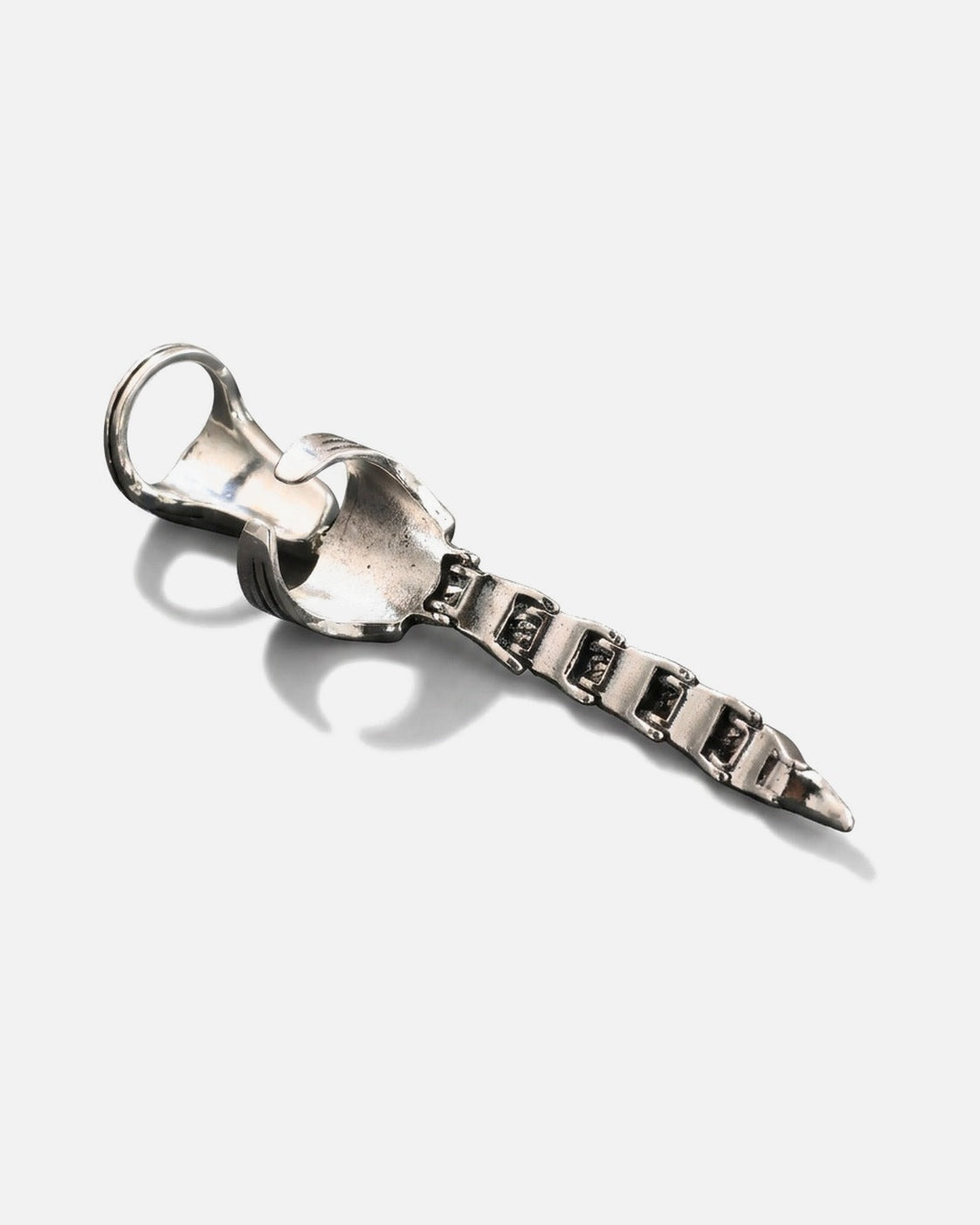 Scorpion Tail Ring – jointed silver scorpion tail ring, alternate view