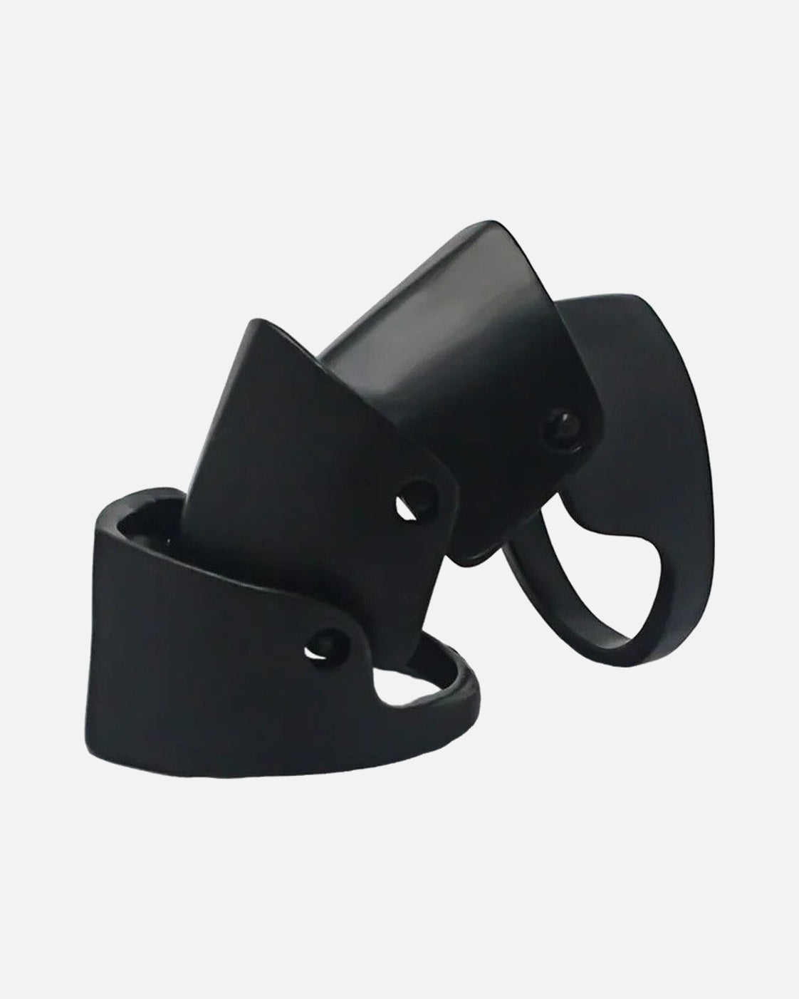 Geometric Armor Knuckle Ring – Black – hinged geometric armor knuckle ring