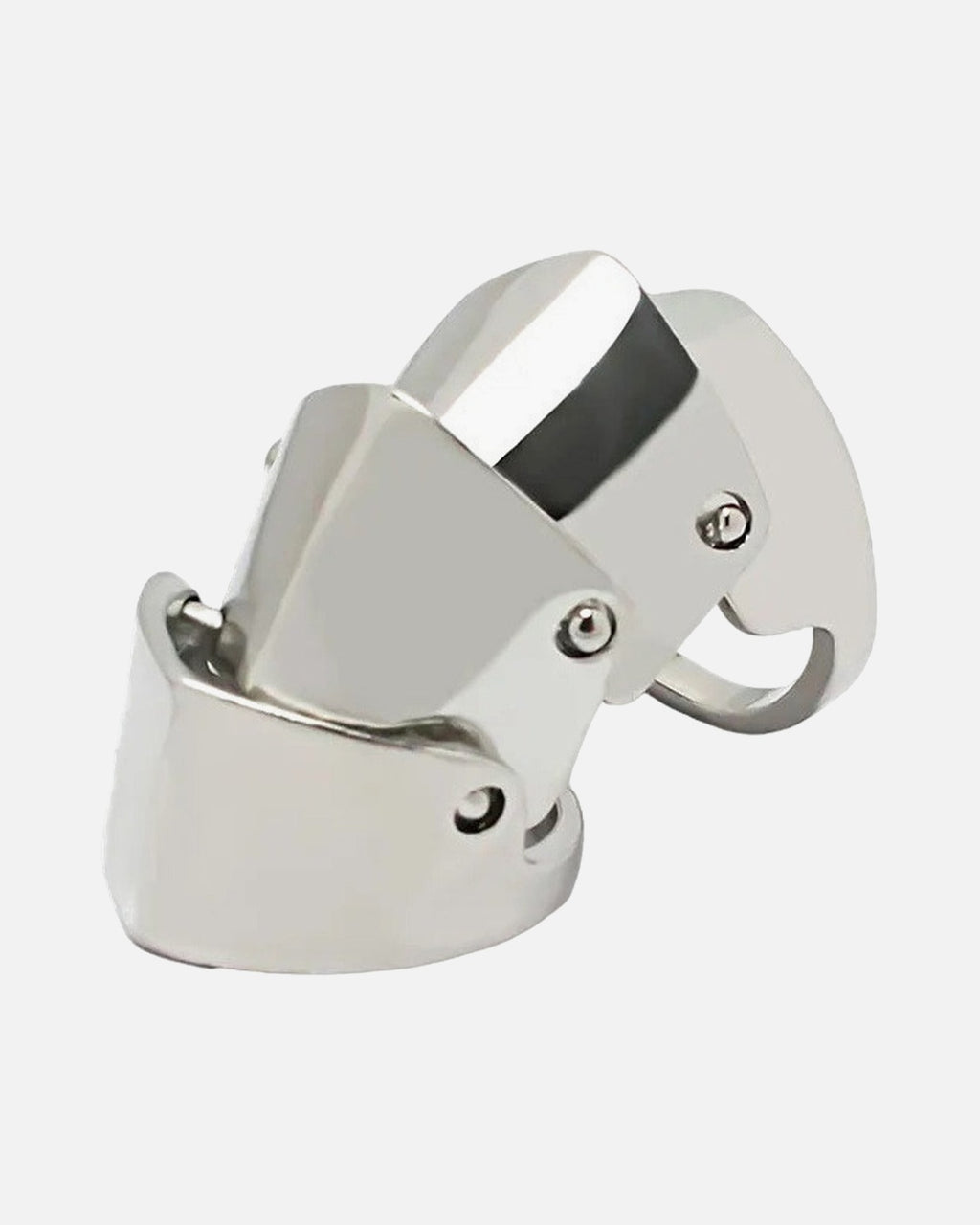 Geometric Armor Knuckle Ring – Silver – hinged geometric armor knuckle ring