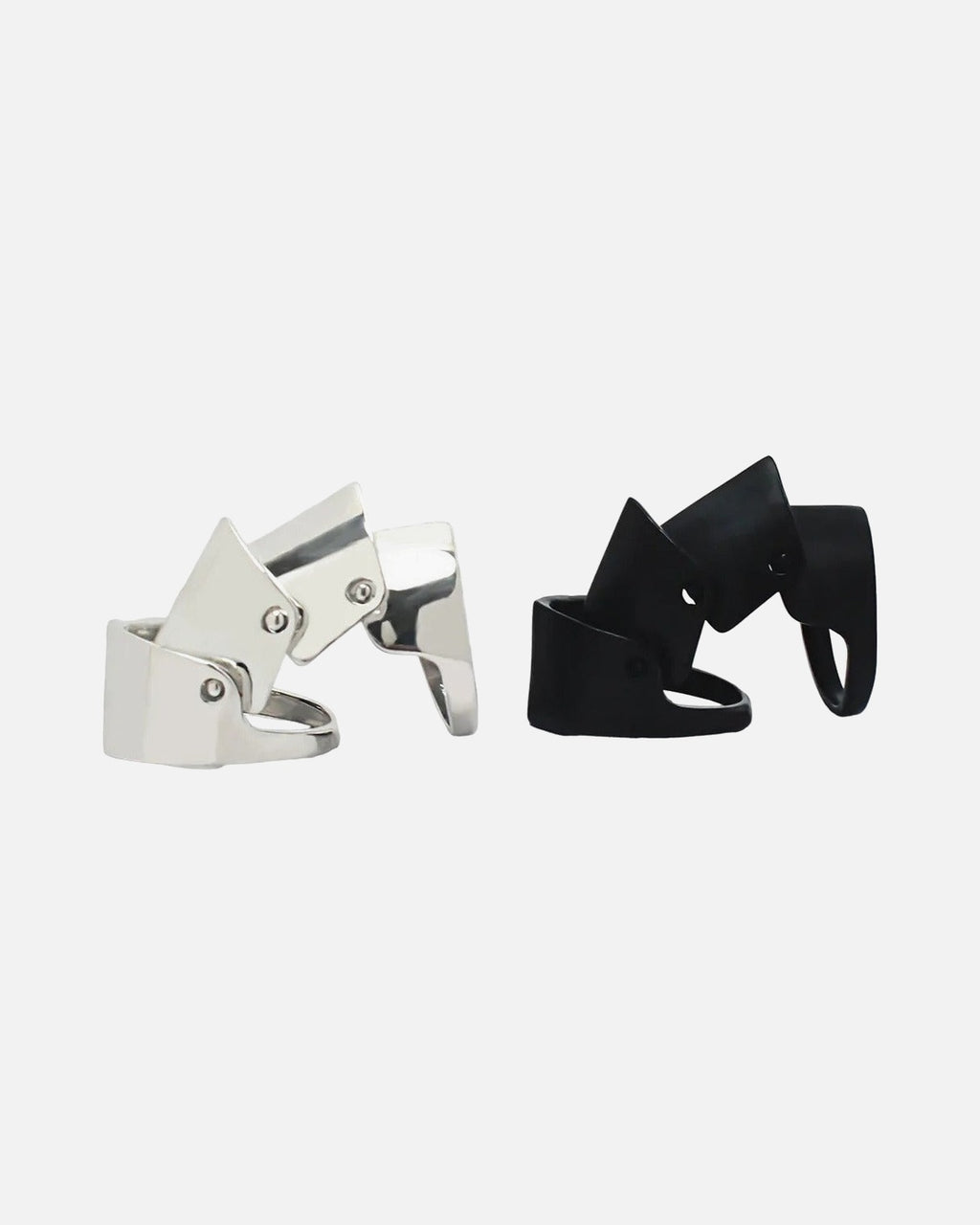 Geometric Armor Knuckle Ring – hinged geometric armor knuckle ring, close-up detail