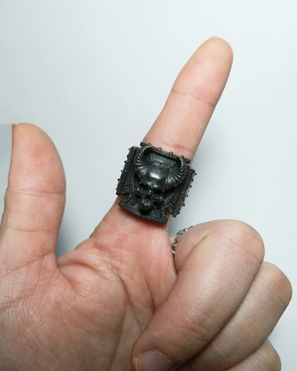 Horned Skull Signet Ring worn