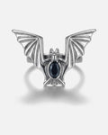 Bat Wing Ring – unisex gothic ring in alloy, front product photo on a grey background