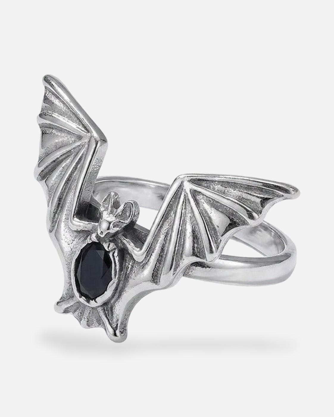 Bat Wing Ring – shown from another angle, unisex gothic ring