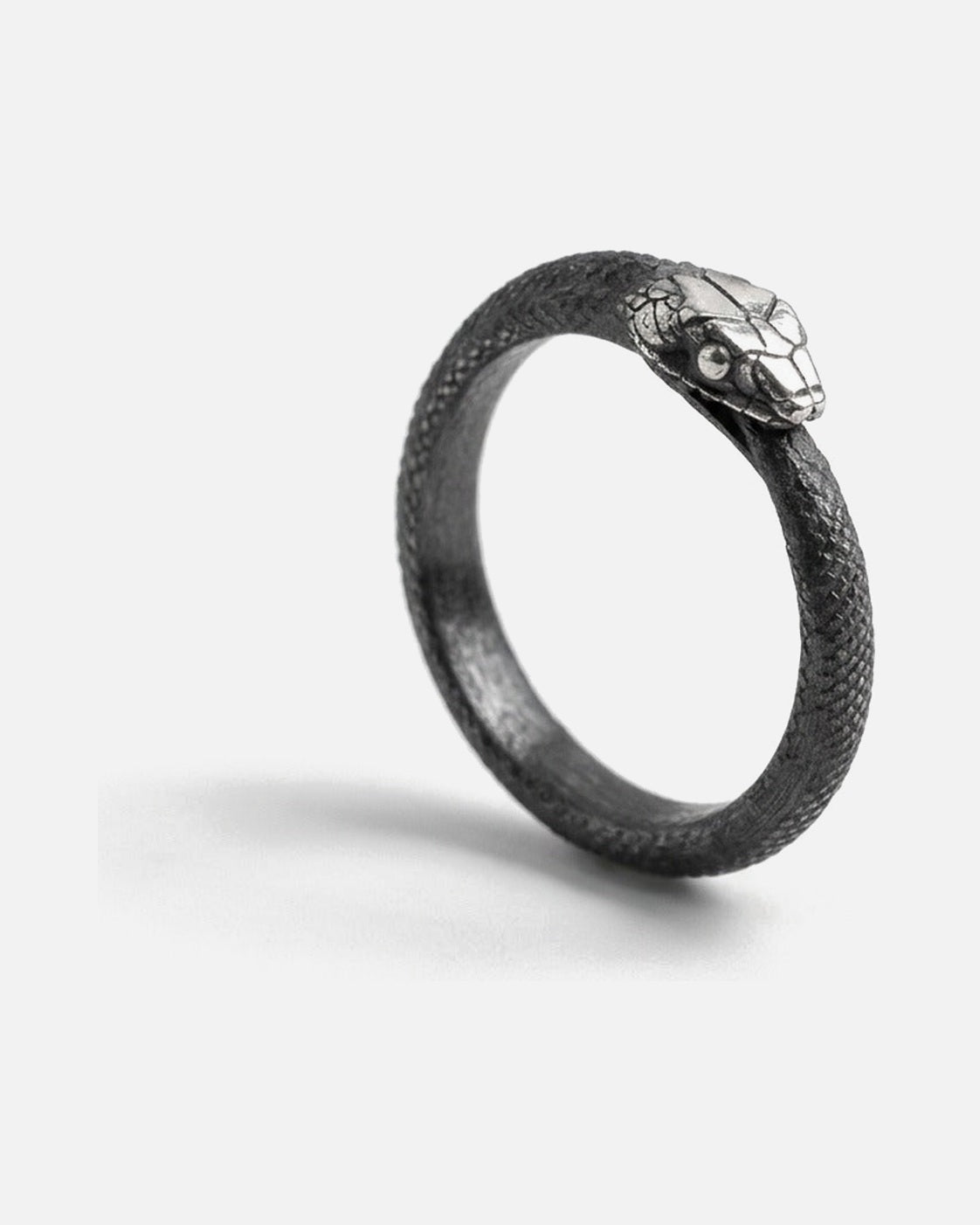 Ouroboros Snake Ring – ouroboros snake ring in oxidised silver, alternate view