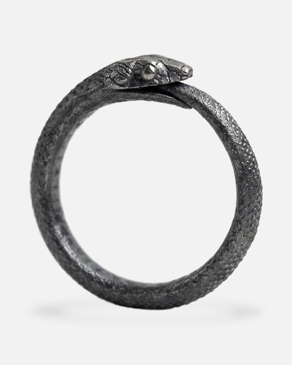 Ouroboros Snake Ring – ouroboros snake ring in oxidised silver, close-up detail