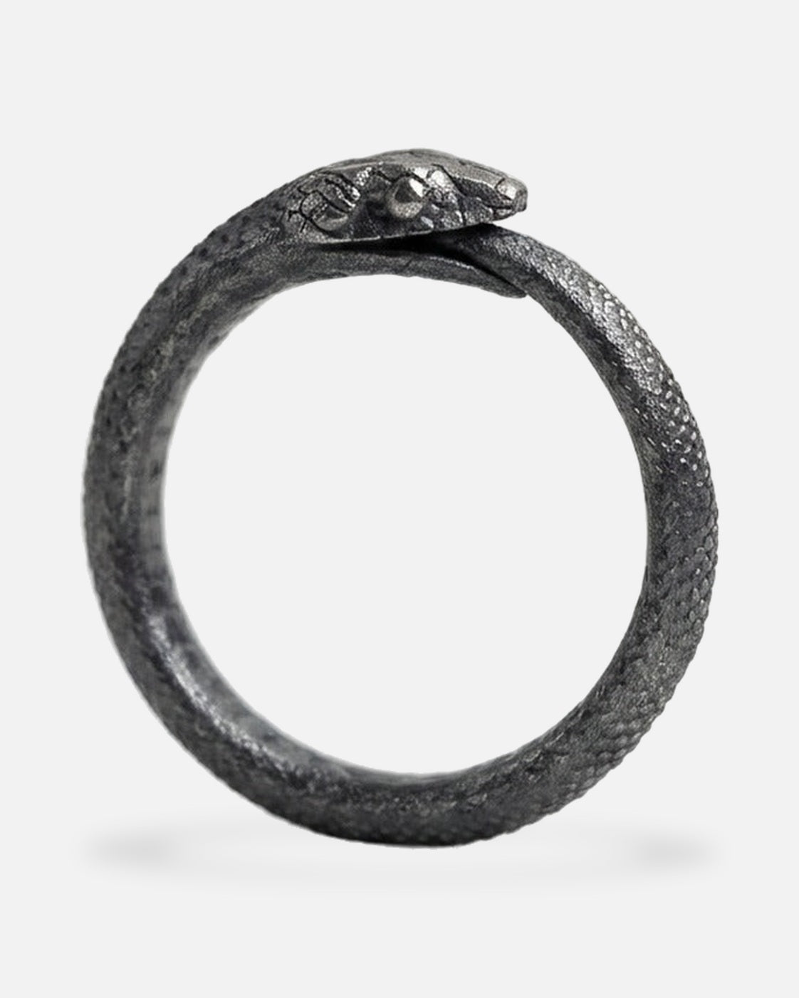 Ouroboros Snake Ring – ouroboros snake ring in oxidised silver, close-up detail