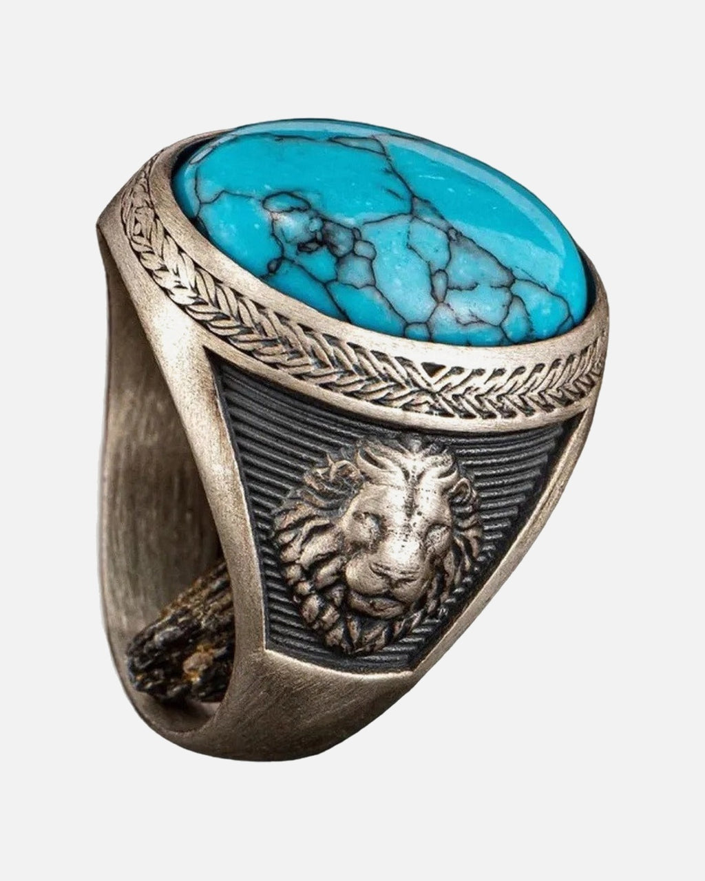 Turquoise Lion Signet Ring – turquoise lion signet ring, alternate view