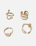 Golden Serpent Ring Set – women's classic ring in iron, front product photo on a grey background