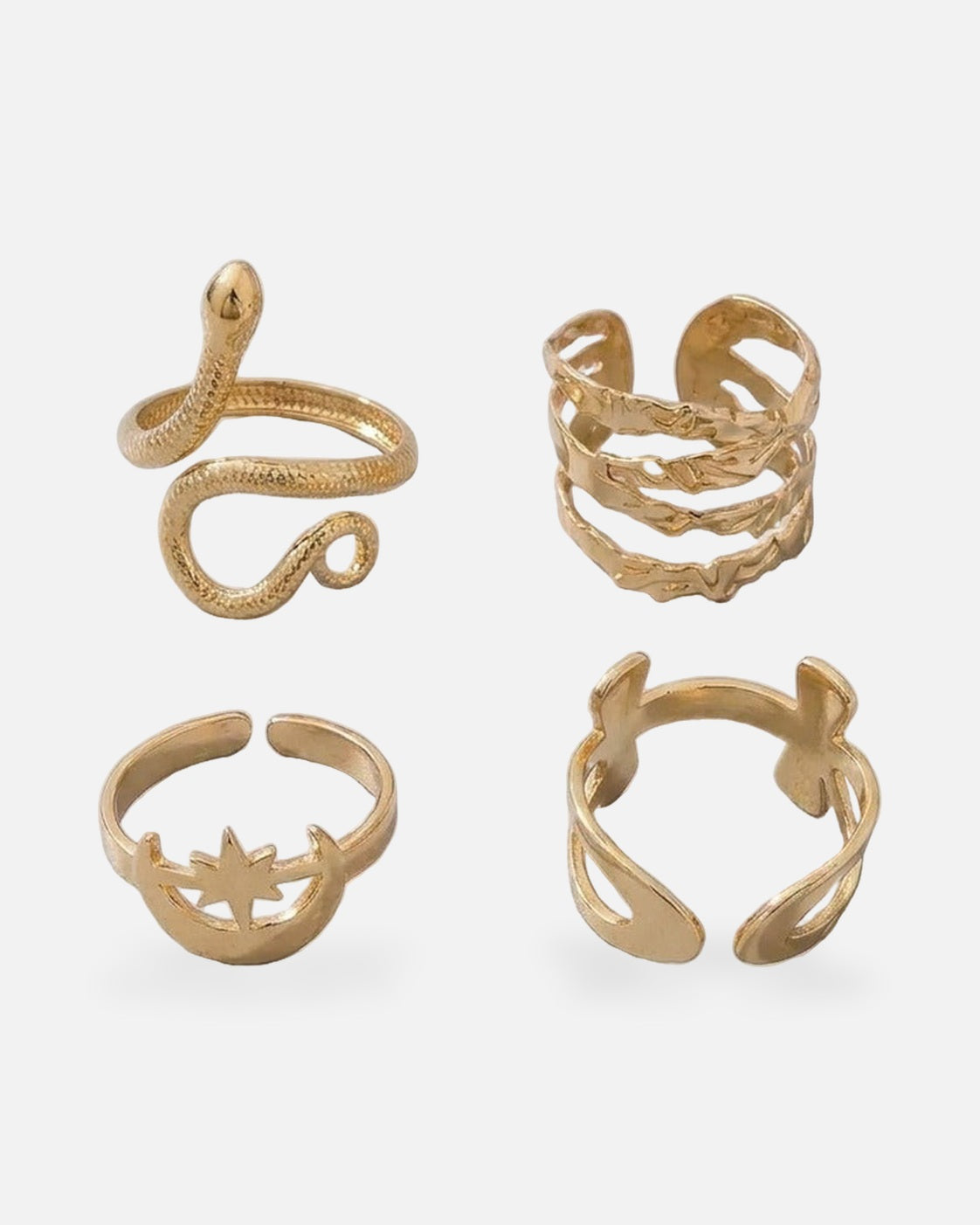 Golden Serpent Ring Set – shown from another angle, women's classic ring