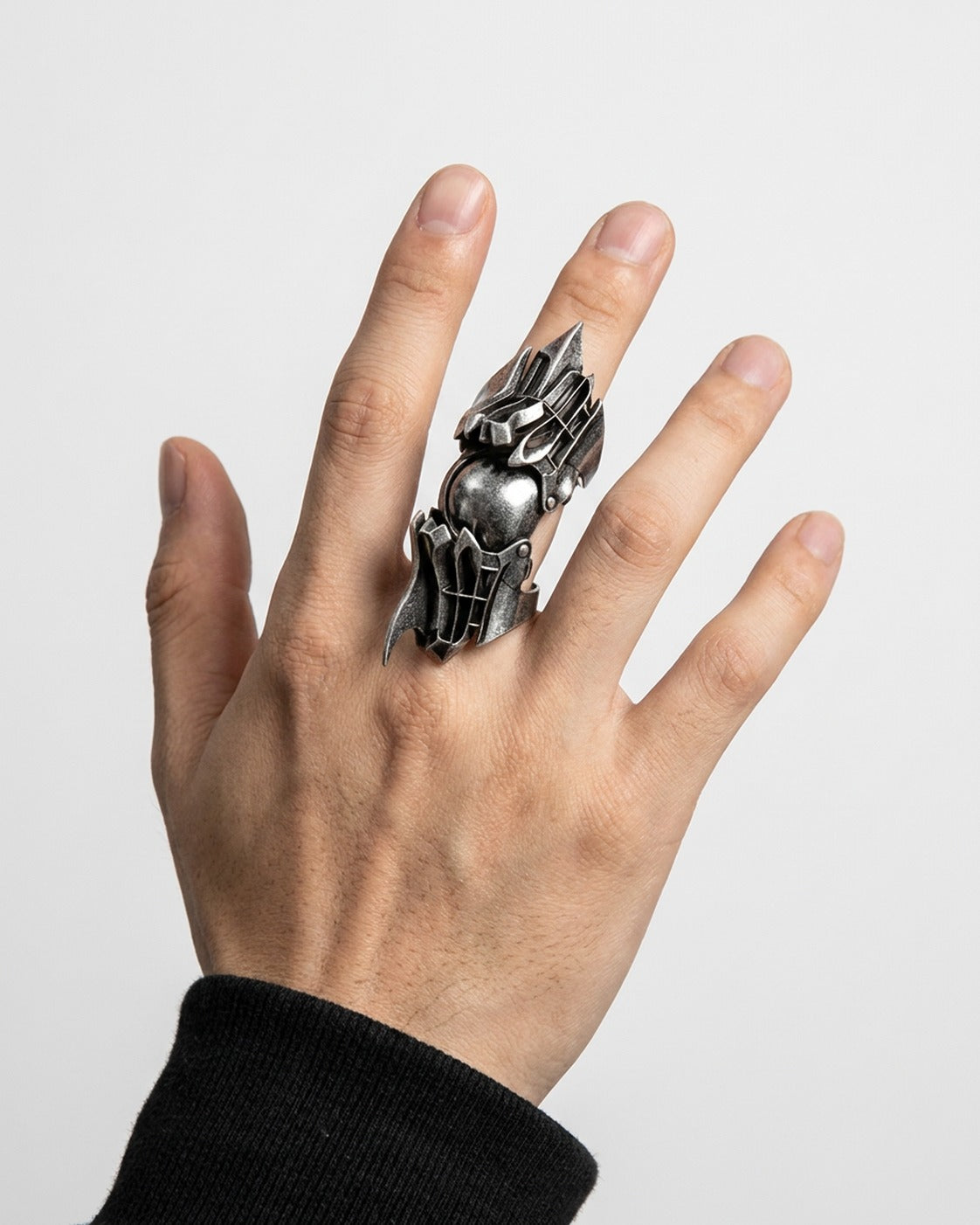 Black Armor Claw Ring worn