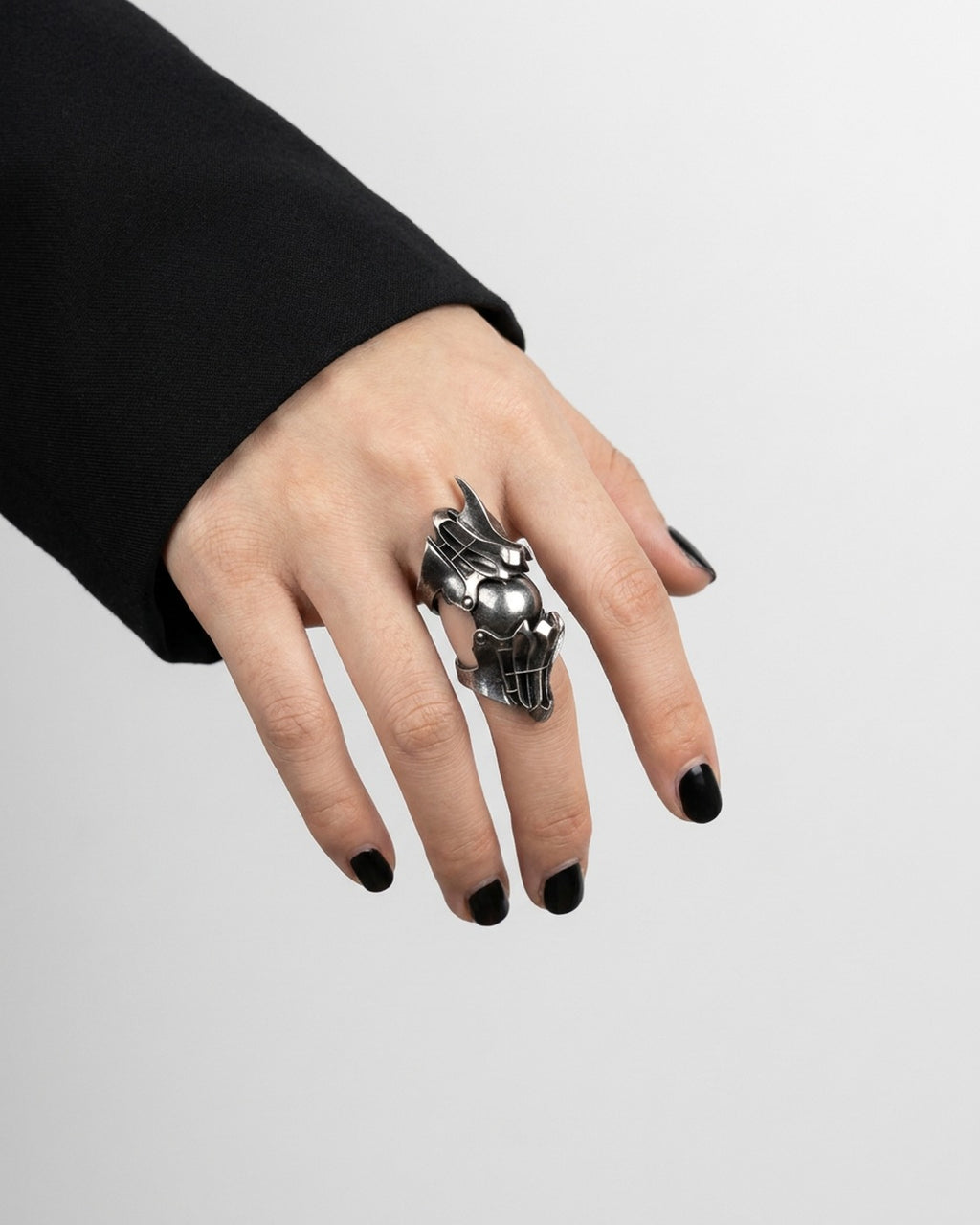 Black Armor Claw Ring worn