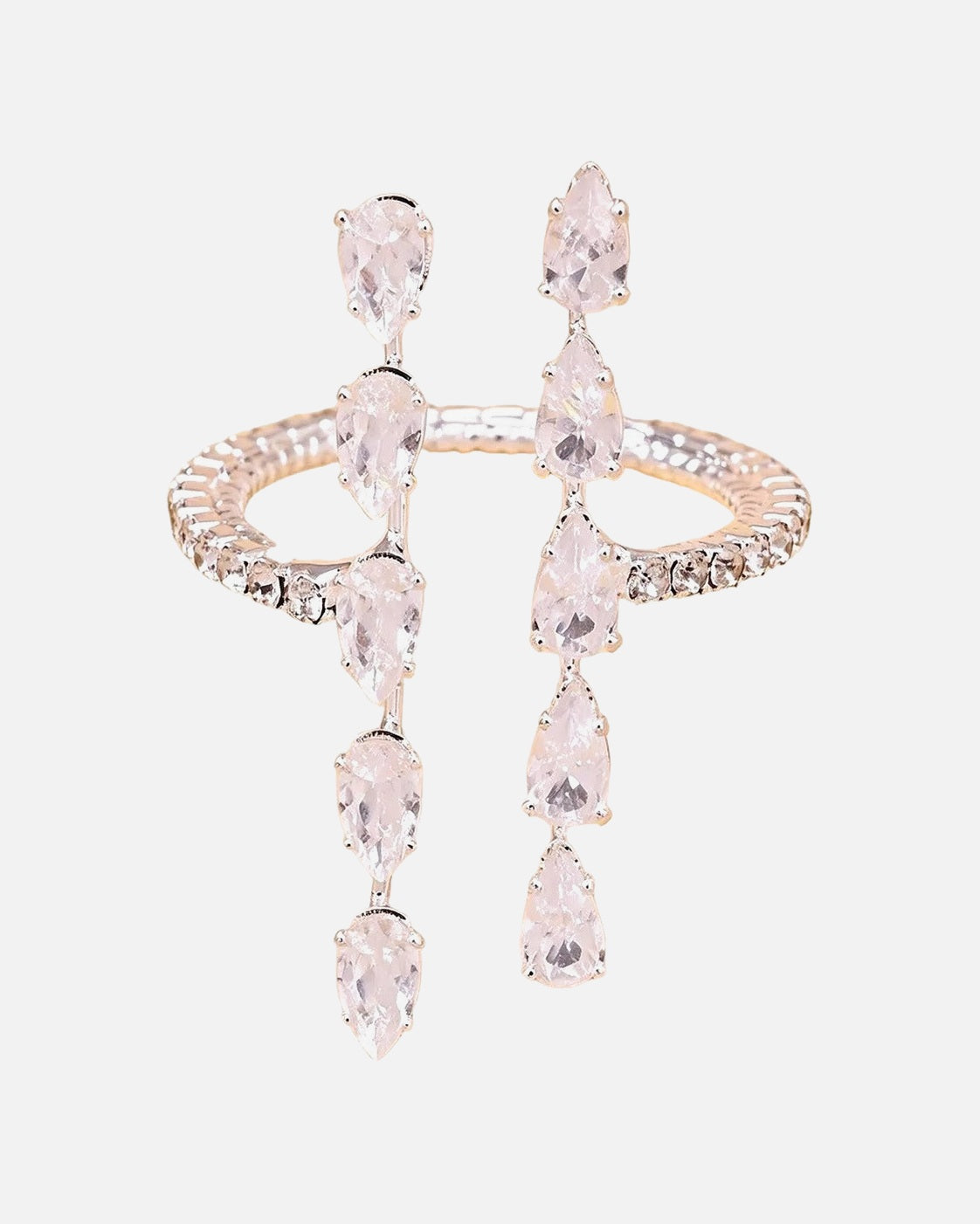 Rhinestone Drop Wrap Ring – Silver