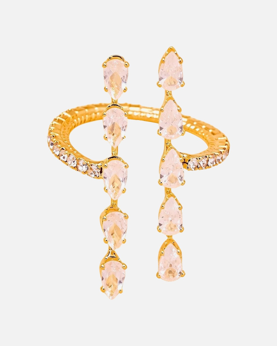 Rhinestone Drop Wrap Ring – Gold