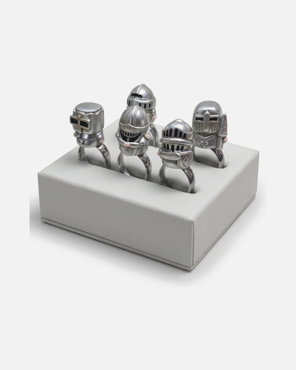Knight Helmet Ring in Set of 5 – unisex vintage ring, resin product photo