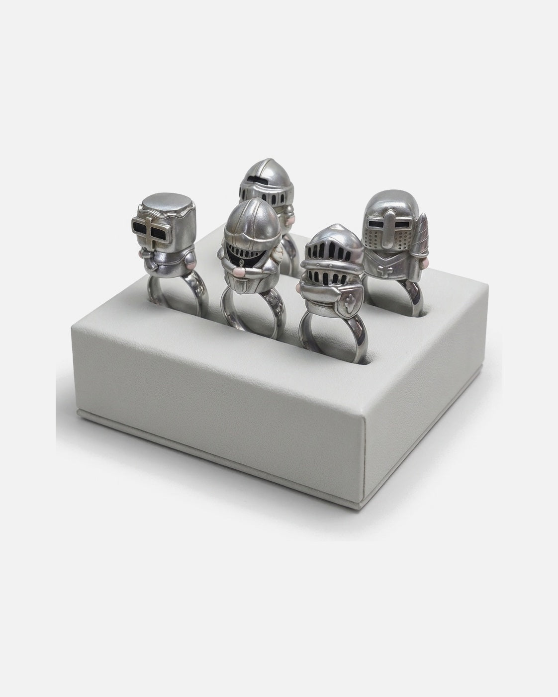 Knight Helmet Ring in Set of 5 – unisex vintage ring, resin product photo