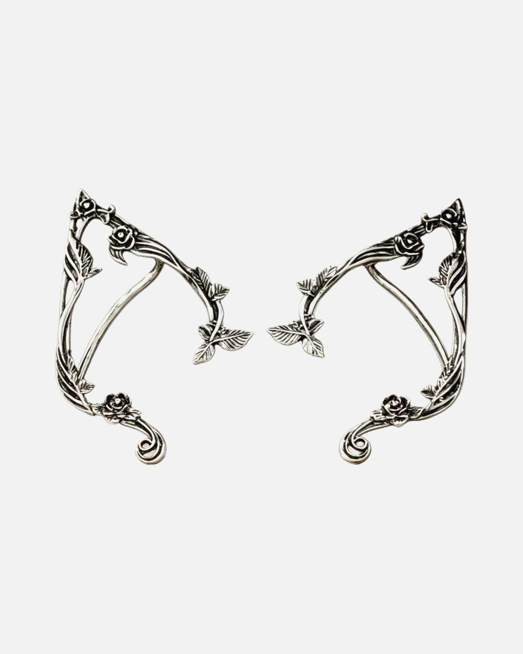 Elf Ear Cuffs – pointed elf ear cuffs with rose vines, alternate view