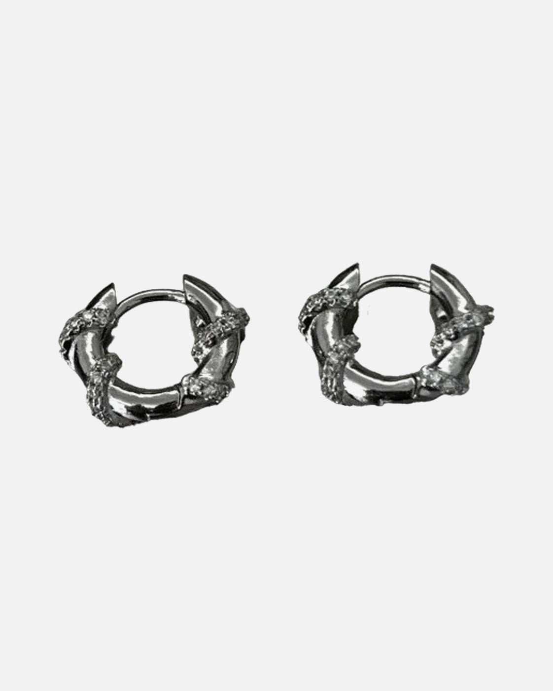 Thorn Wrap Hoop Earrings – shown from another angle, unisex punk earrings