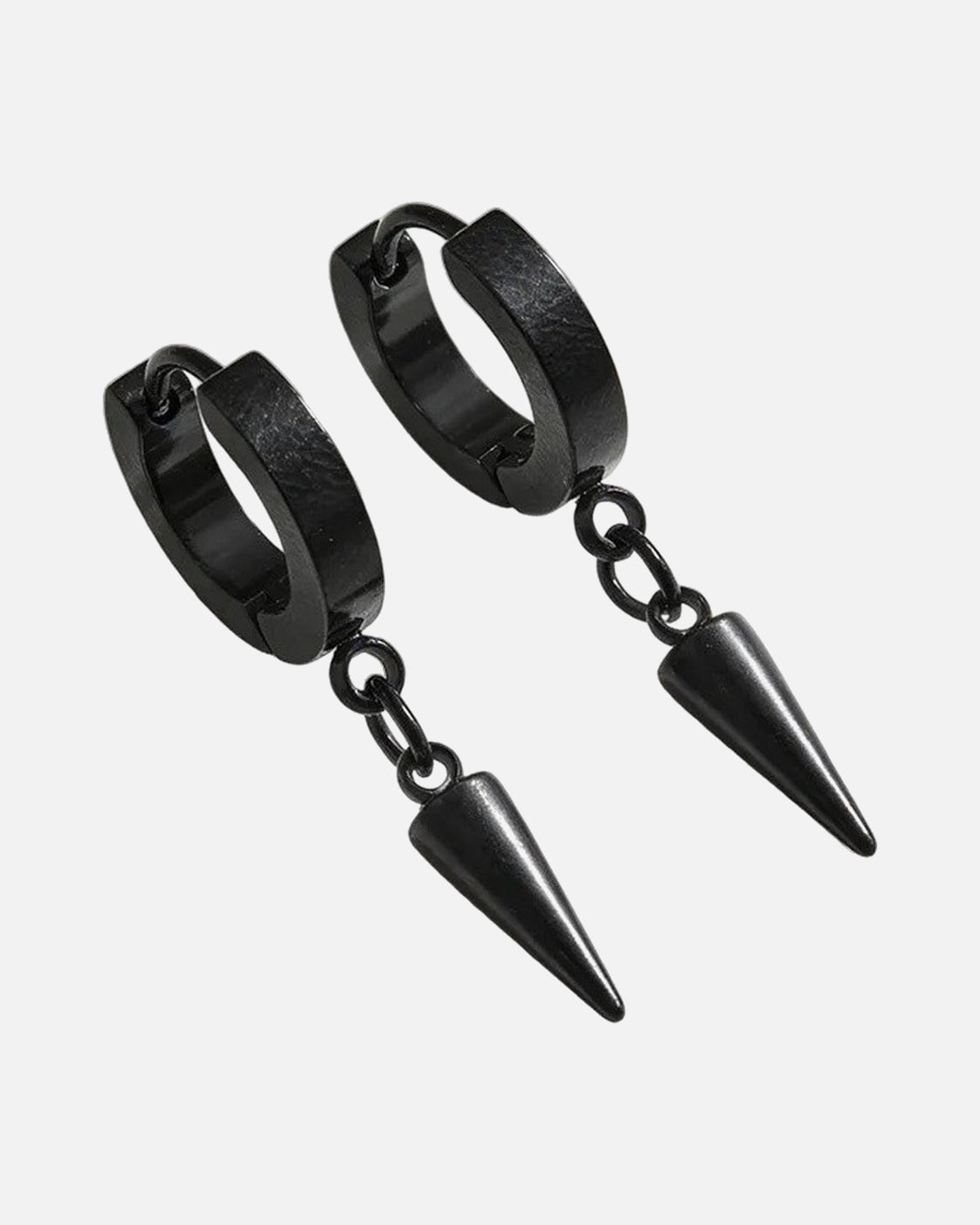 Black Spike Huggie Earrings – black spike huggie earrings, alternate view
