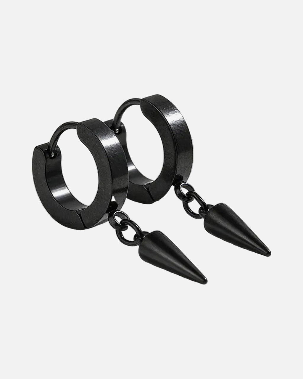 Black Spike Huggie Earrings – black spike huggie earrings, close-up detail
