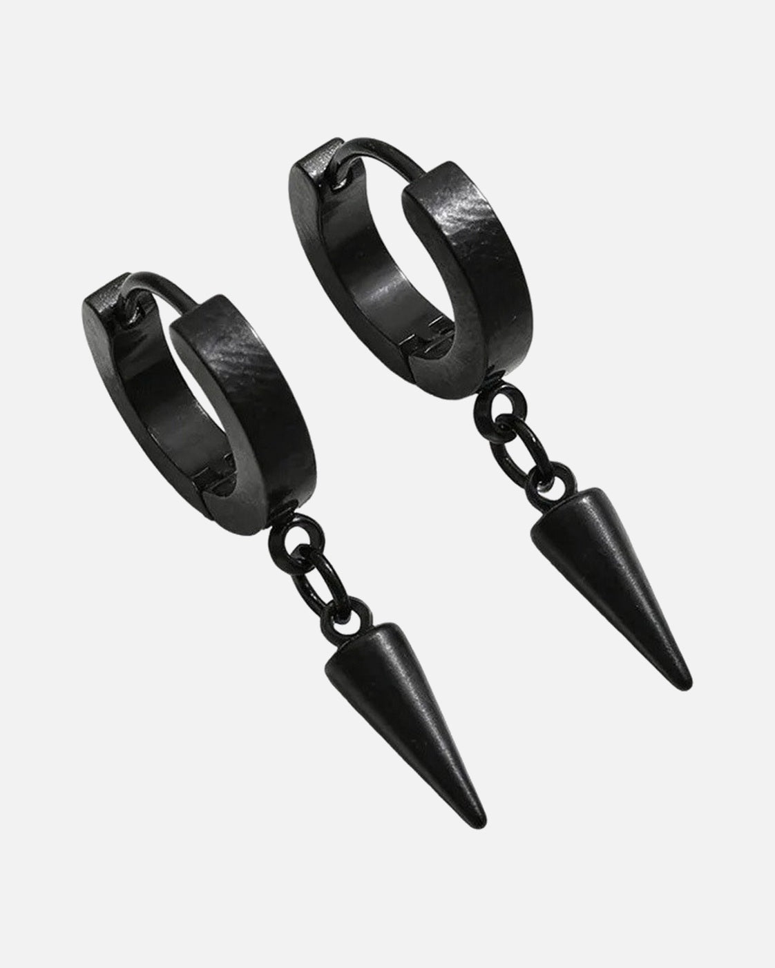 Black Spike Huggie Earrings – black spike huggie earrings, alternate view