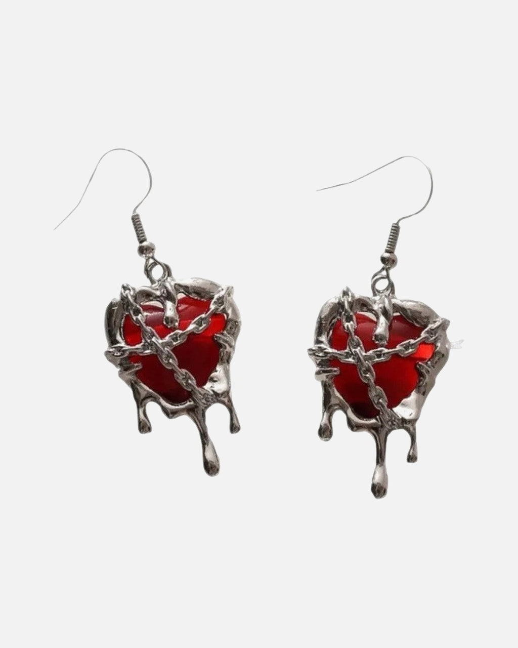 Bleeding Heart Earrings – Red – dripping heart drop earrings