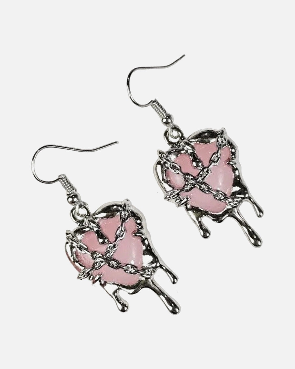 Bleeding Heart Earrings – Pink – dripping heart drop earrings
