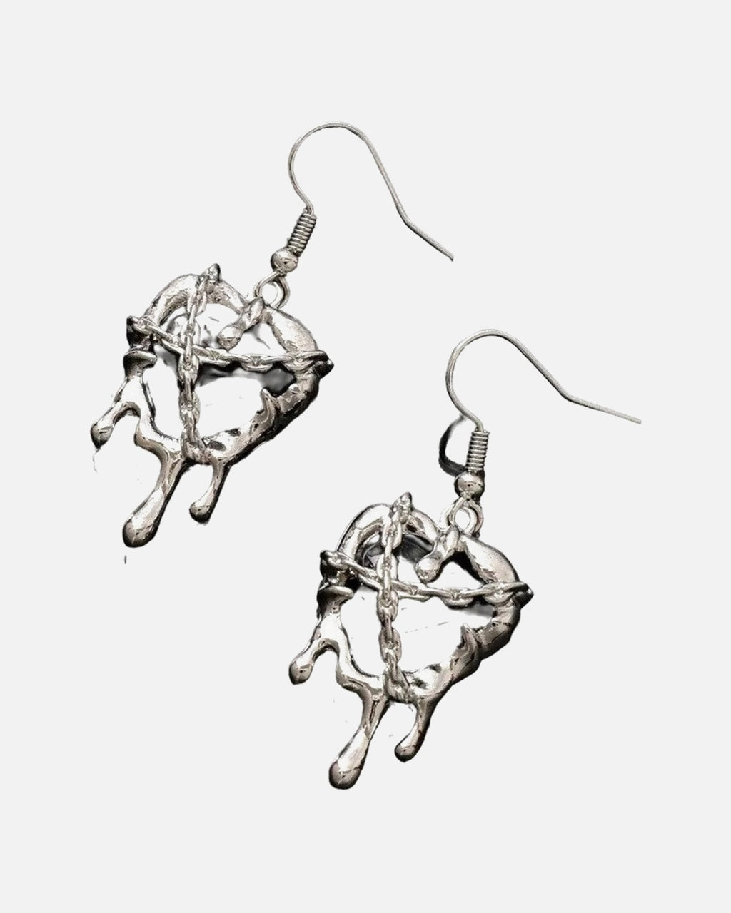 Bleeding Heart Earrings – Black – dripping heart drop earrings