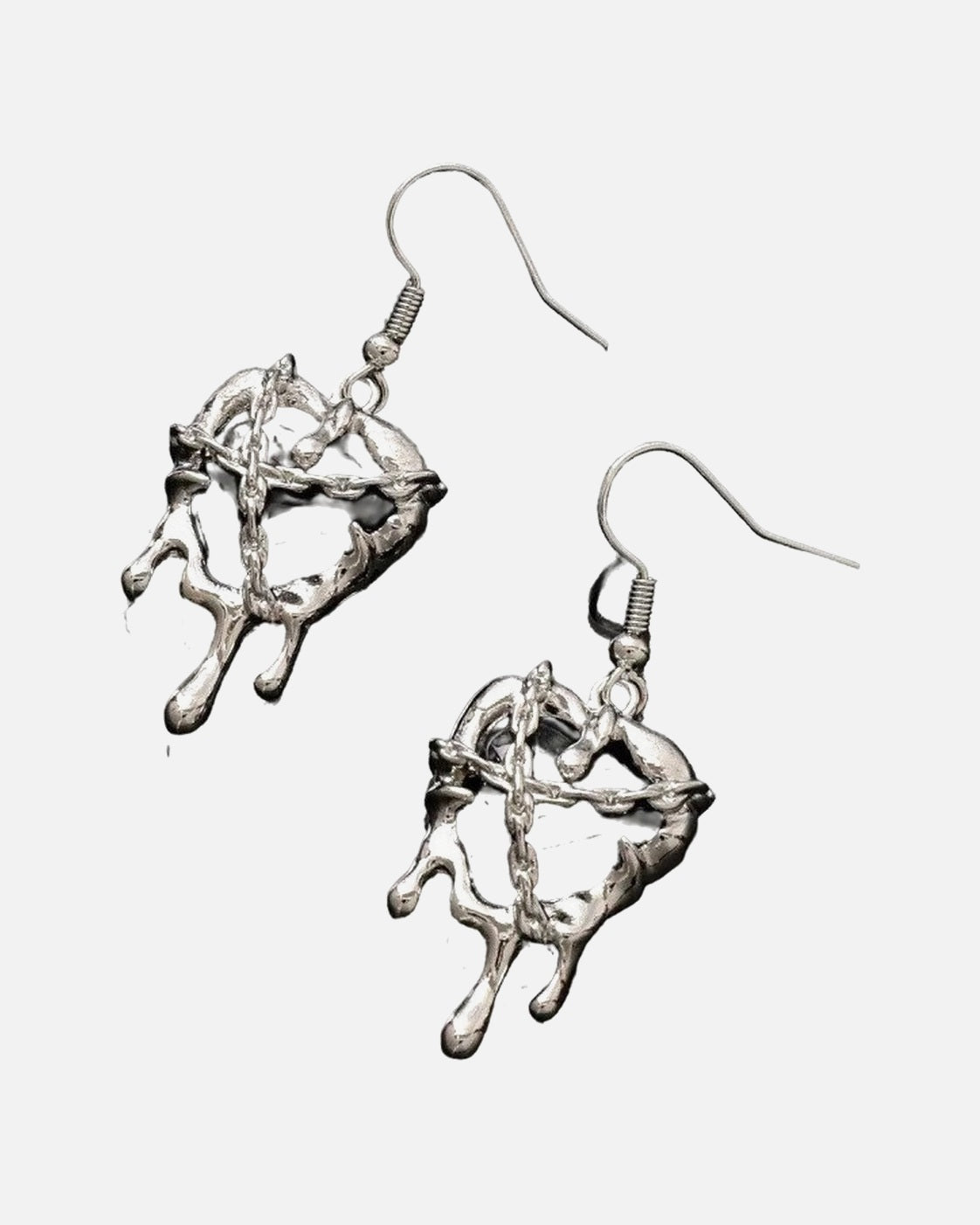 Bleeding Heart Earrings – Black – dripping heart drop earrings