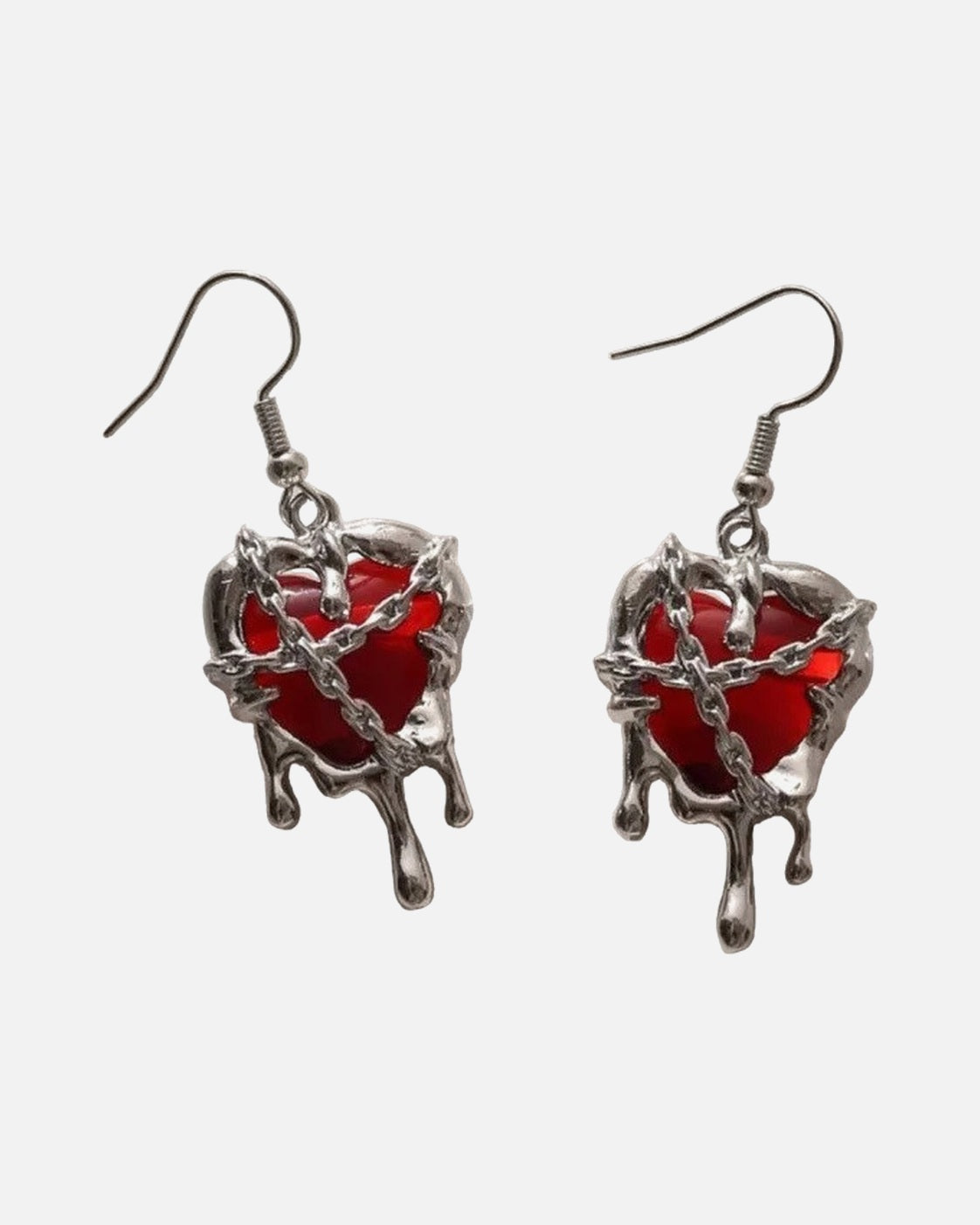 Bleeding Heart Earrings – dripping heart drop earrings, alternate view
