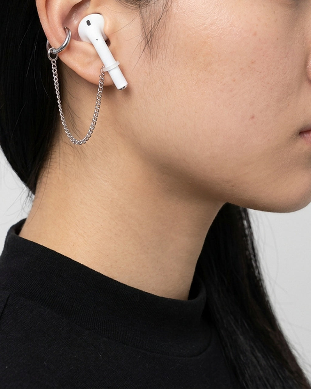 Earbud Chain Ear Cuff worn