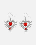 Thorn Heart Earrings – Red – rhinestone heart earrings in thorn frame