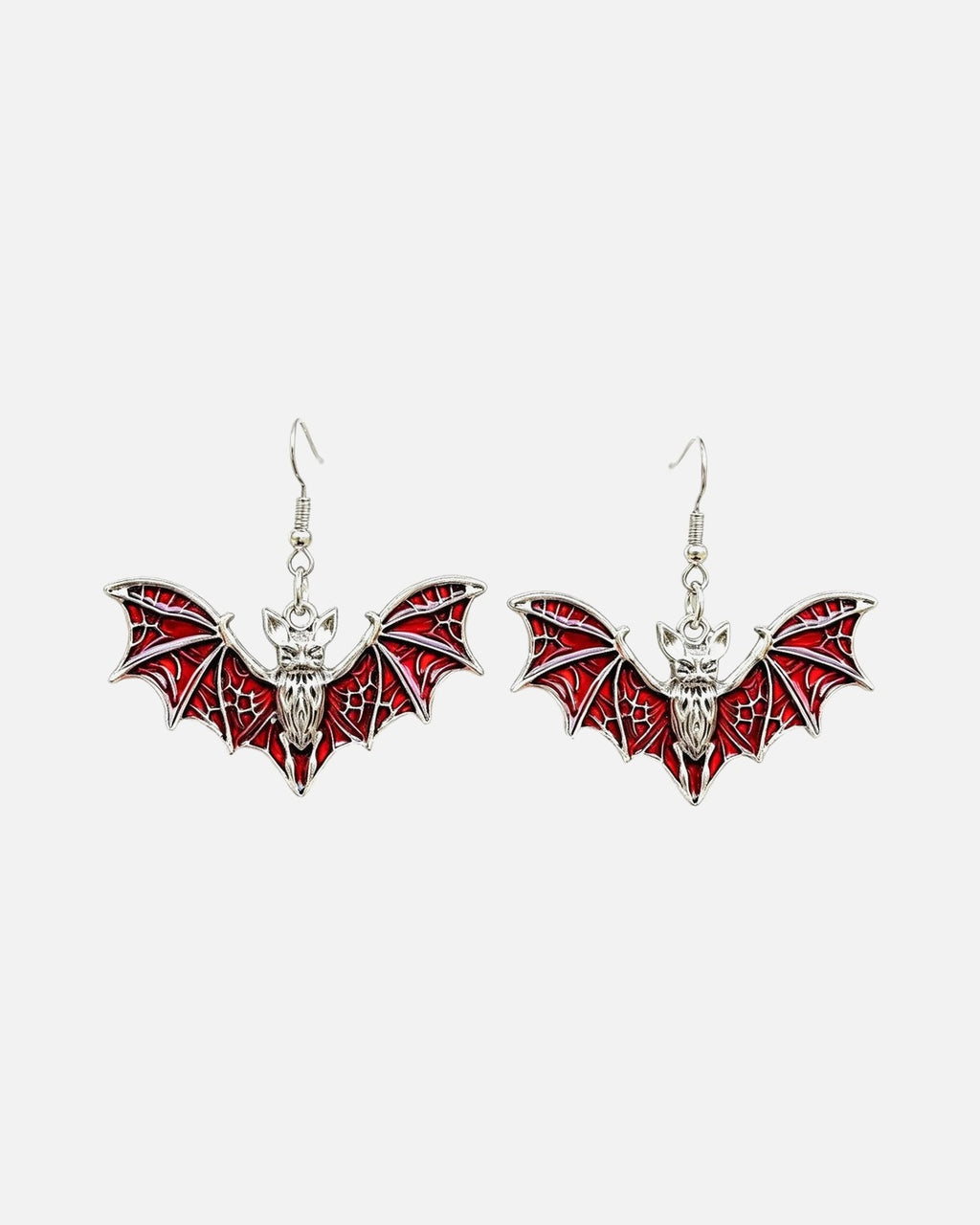 Bat Wing Drop Earrings – Red – enamel bat wing drop earrings