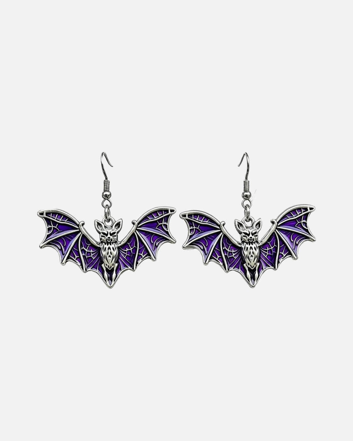 Bat Wing Drop Earrings – Purple – enamel bat wing drop earrings
