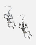 Dancing Skeleton Earrings – jointed dancing skeleton earrings, product photo on grey background
