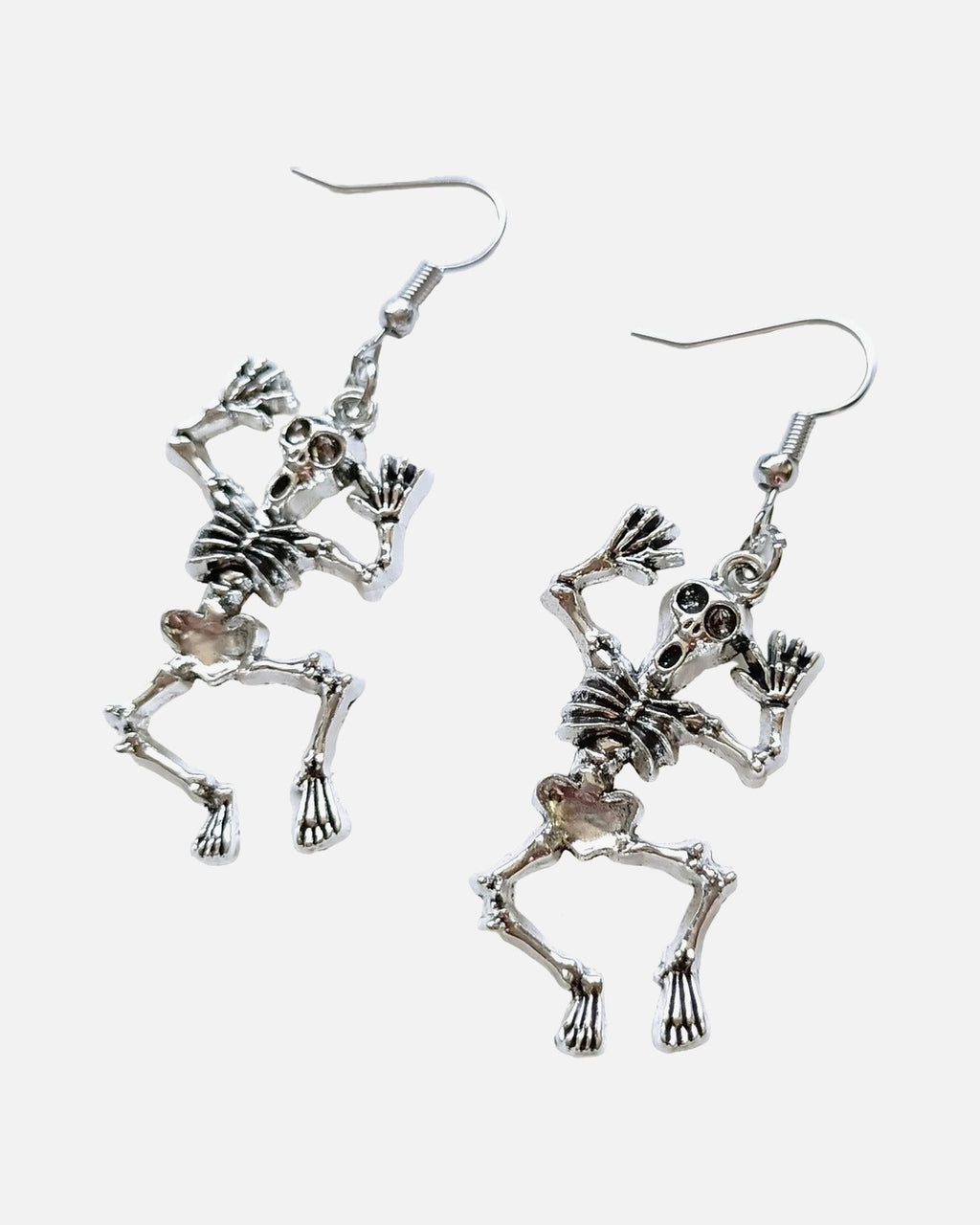 Dancing Skeleton Earrings – jointed dancing skeleton earrings, alternate view