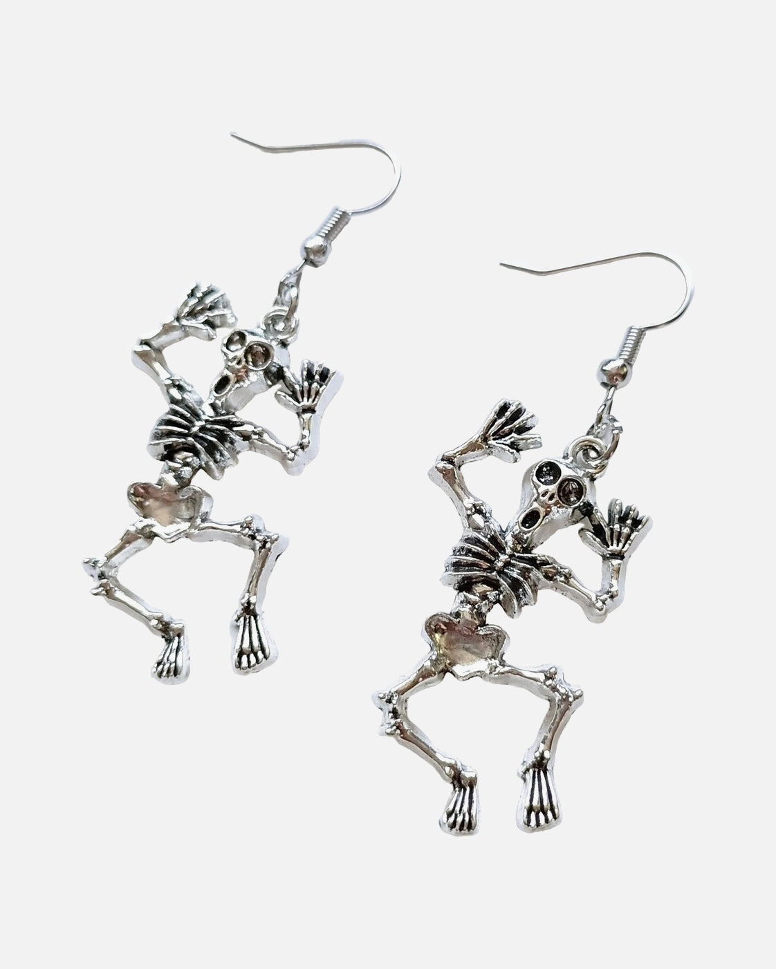 Dancing Skeleton Earrings – jointed dancing skeleton earrings, alternate view