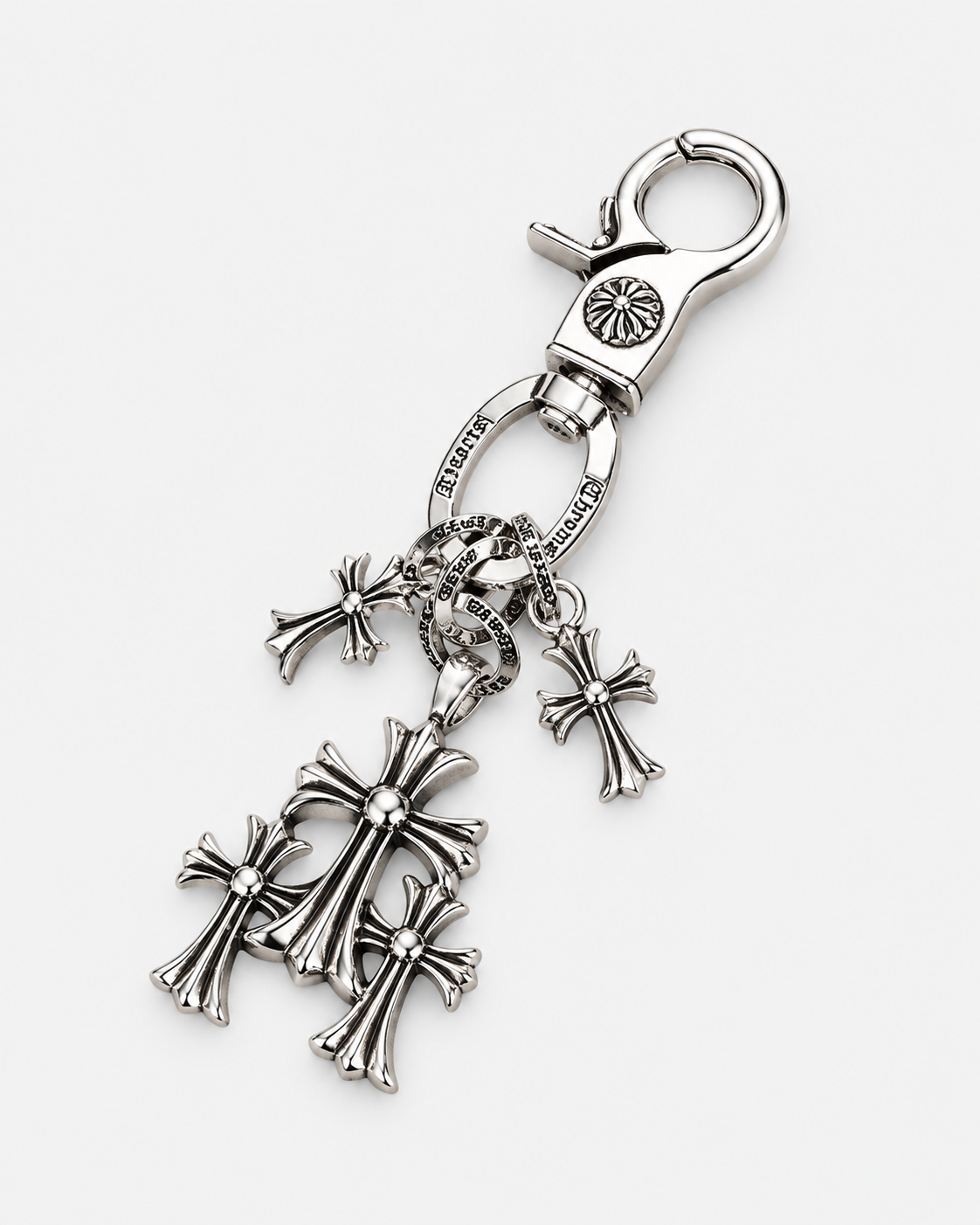 Silver Triple Cross Keychain
