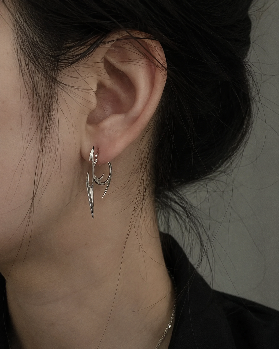 Silver Blade Hoop Earrings