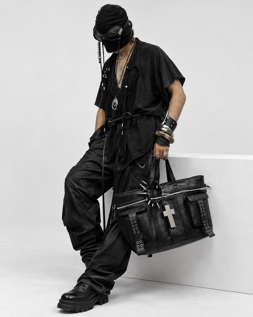 Punk Black Cross Tote Bag