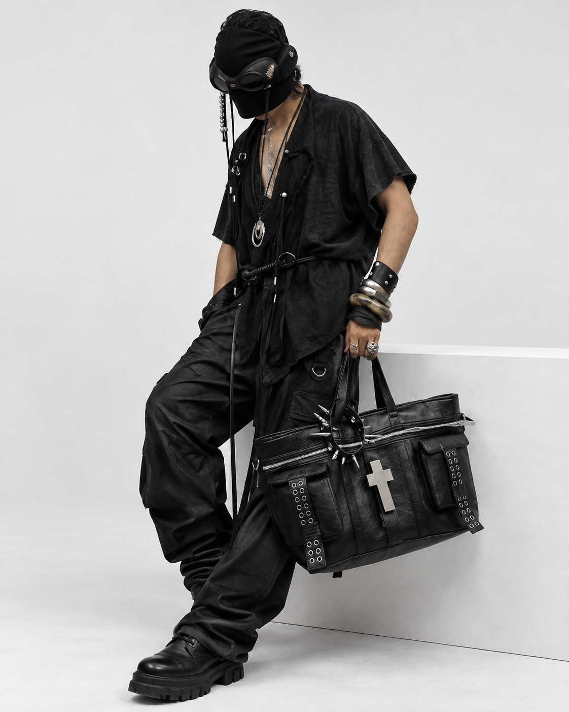 Punk Black Cross Tote Bag