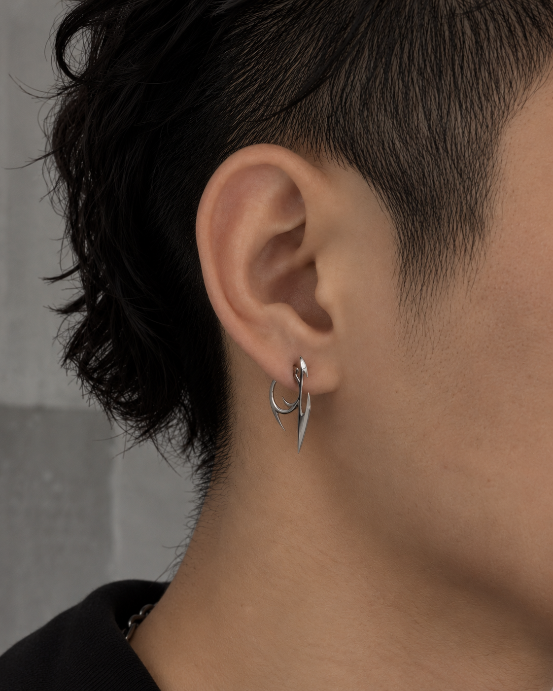 Silver Blade Hoop Earrings