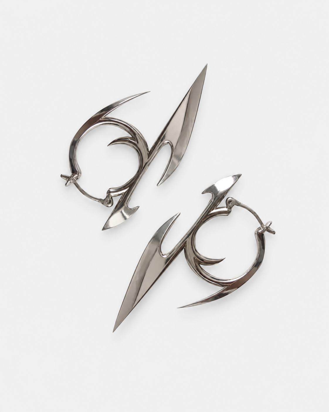 Silver Blade Hoop Earrings