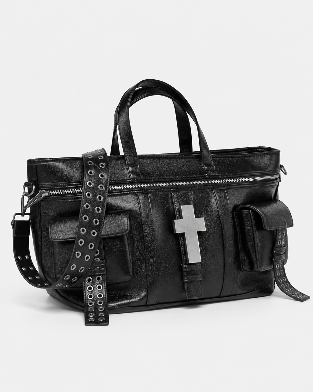 Punk Black Cross Tote Bag