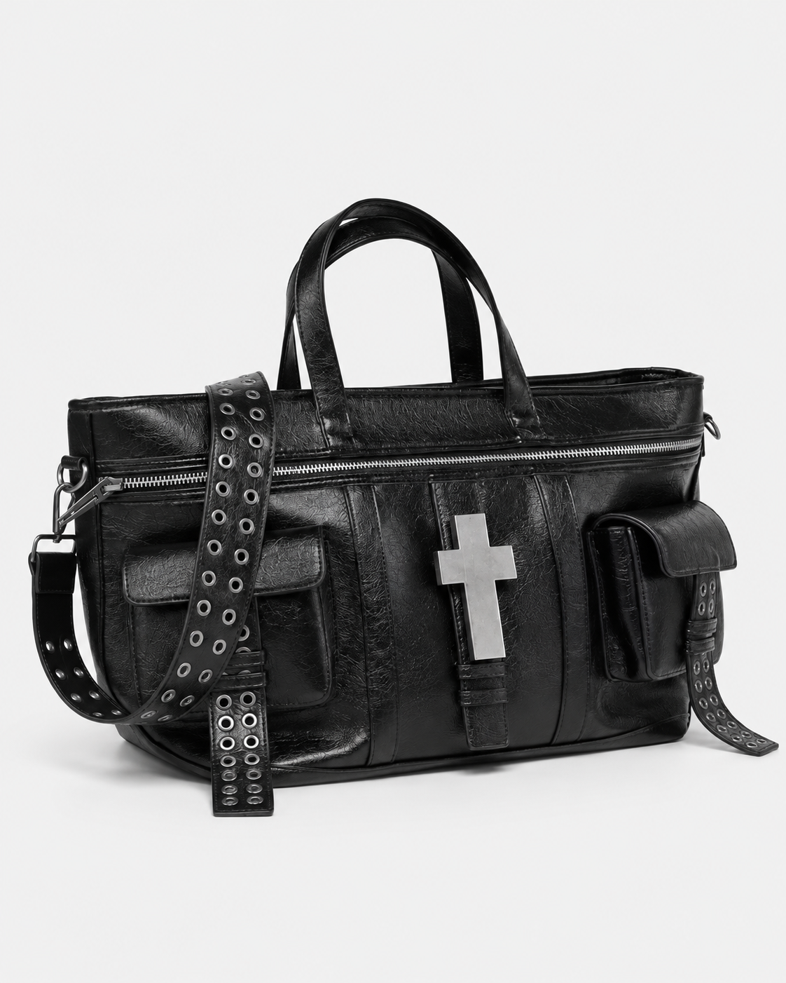 Punk Black Cross Tote Bag