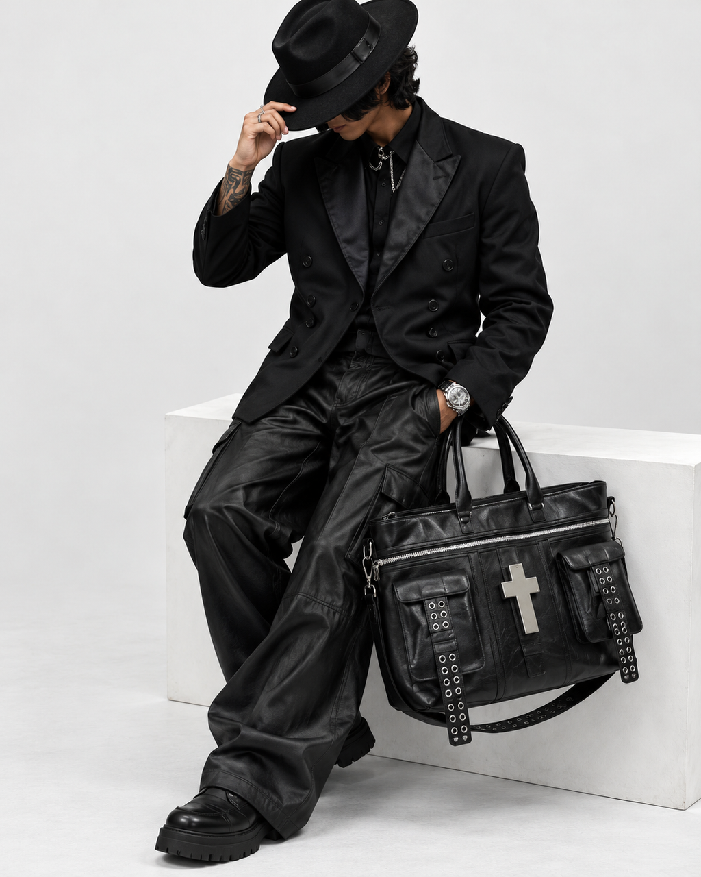 Punk Black Cross Tote Bag